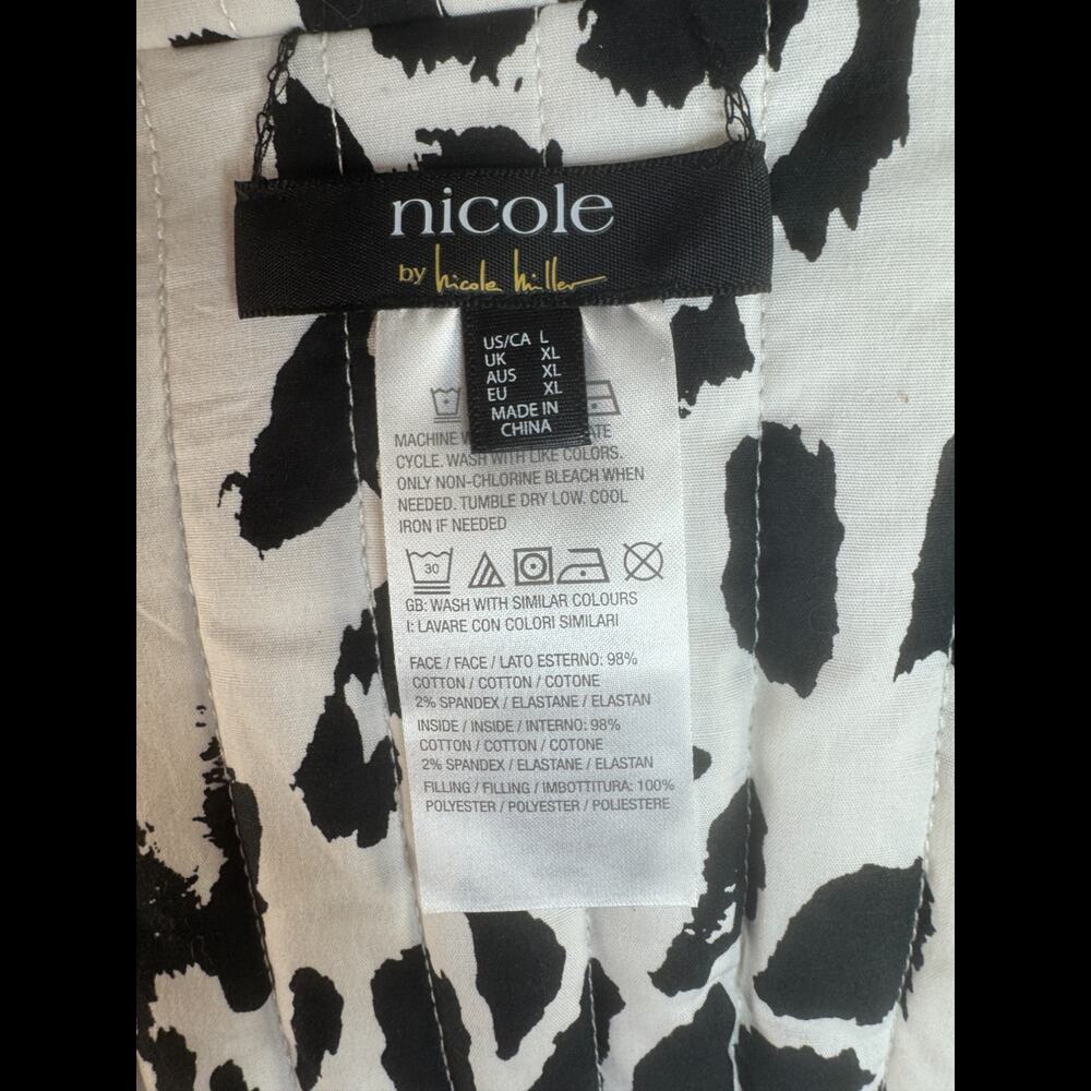 nicole by Nicole Miller Reversible Stretch Poplin Quilted Jacket Cream Floral L - Picture 13 of 15